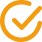 Orange check mark inside a circle icon.